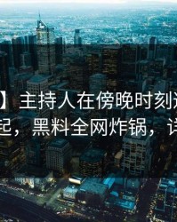 【震惊】主持人在傍晚时刻遭遇丑闻争议四起，黑料全网炸锅，详情围观