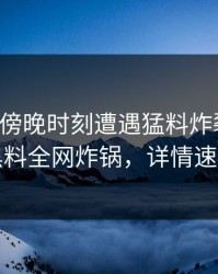 明星在傍晚时刻遭遇猛料炸裂全网，黑料全网炸锅，详情速看