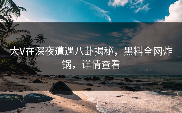 大V在深夜遭遇八卦揭秘，黑料全网炸锅，详情查看
