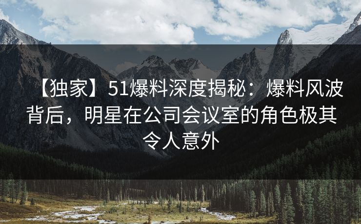 【独家】51爆料深度揭秘：爆料风波背后，明星在公司会议室的角色极其令人意外