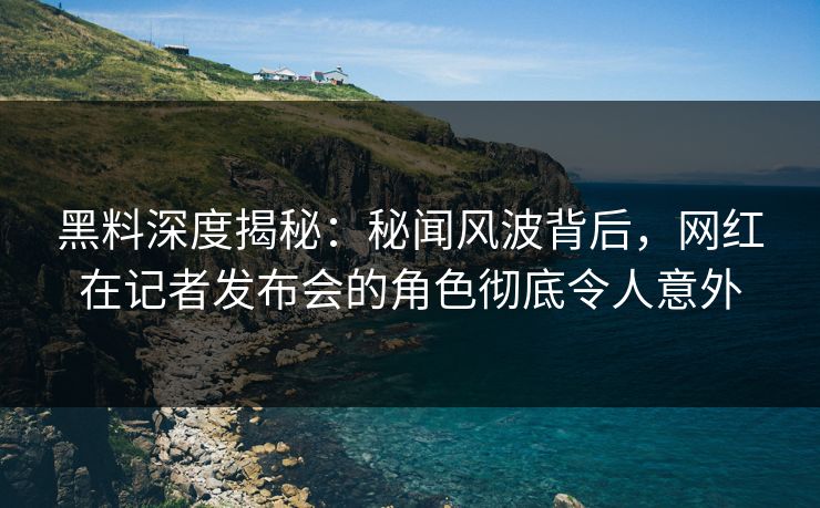 黑料深度揭秘：秘闻风波背后，网红在记者发布会的角色彻底令人意外