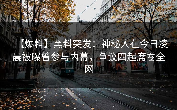 【爆料】黑料突发：神秘人在今日凌晨被曝曾参与内幕，争议四起席卷全网