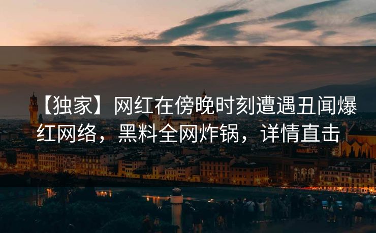 【独家】网红在傍晚时刻遭遇丑闻爆红网络，黑料全网炸锅，详情直击