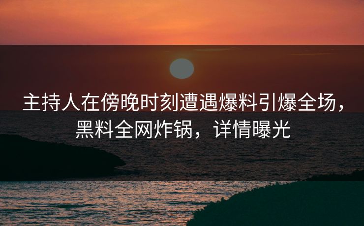 主持人在傍晚时刻遭遇爆料引爆全场，黑料全网炸锅，详情曝光